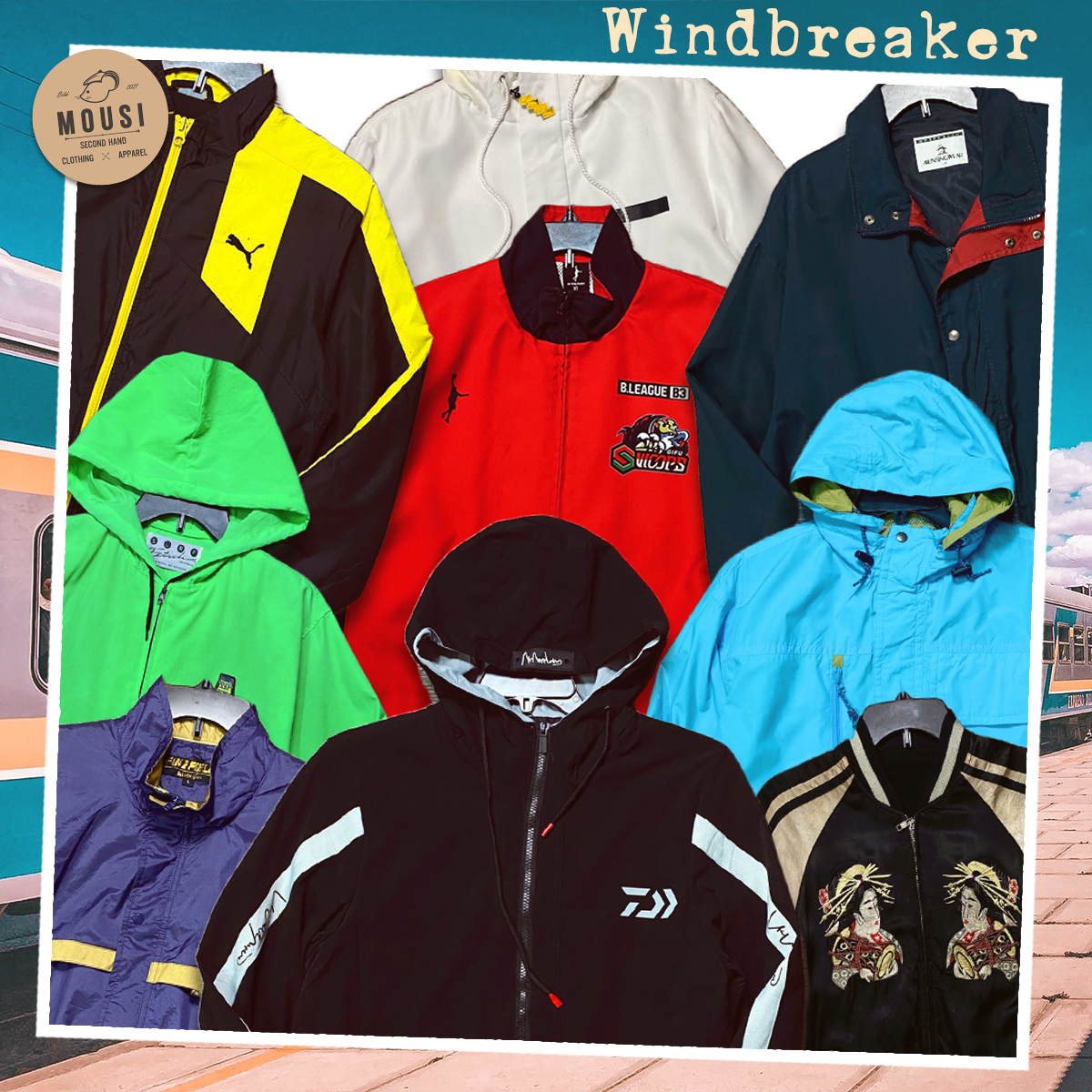Áo gió, áo khoác dù, windbreaker - secondhand - - retro, vintage, cổ điển