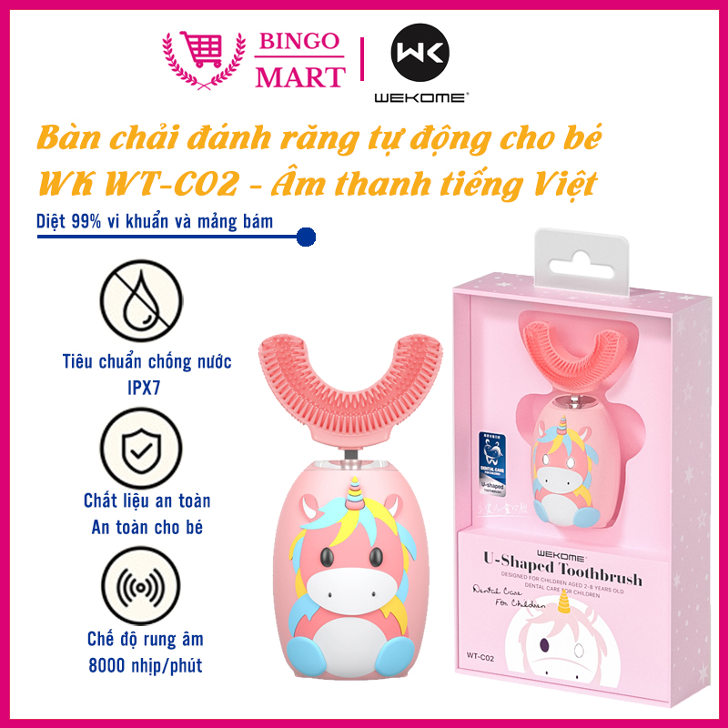 Bàn chải đánh răng tự động cho bé wk wt-c02 - bh 6 tháng