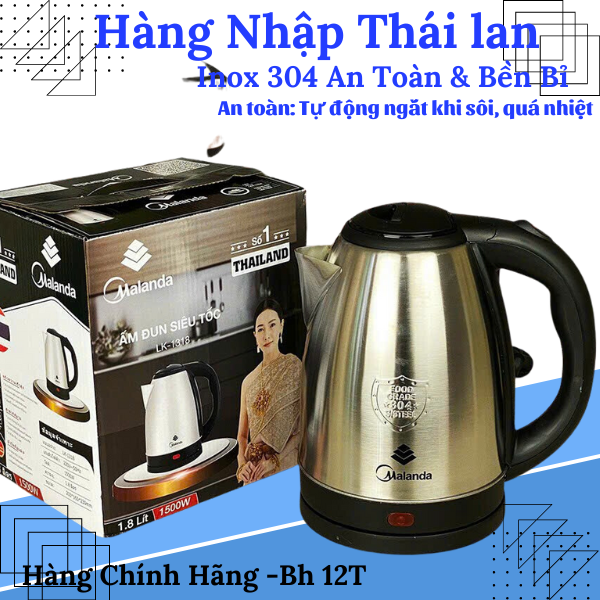 Ấm siêu tốc chính hãng- chất liệu inox 304 dày chống gỉ sét và bền bỉ hơn- Quai cầm cách nhiệt-chế dộ auto sôi tự ngắt.