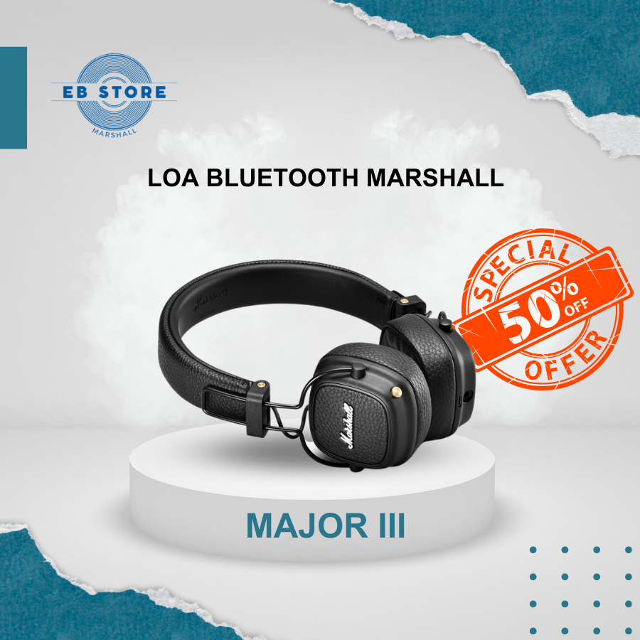 Tai nghe bluetooth chụp tai marshall major iii kết nối bluetooth - fullbox nguyên seal 100% - bảo hành 12 tháng, 1 đổi 1