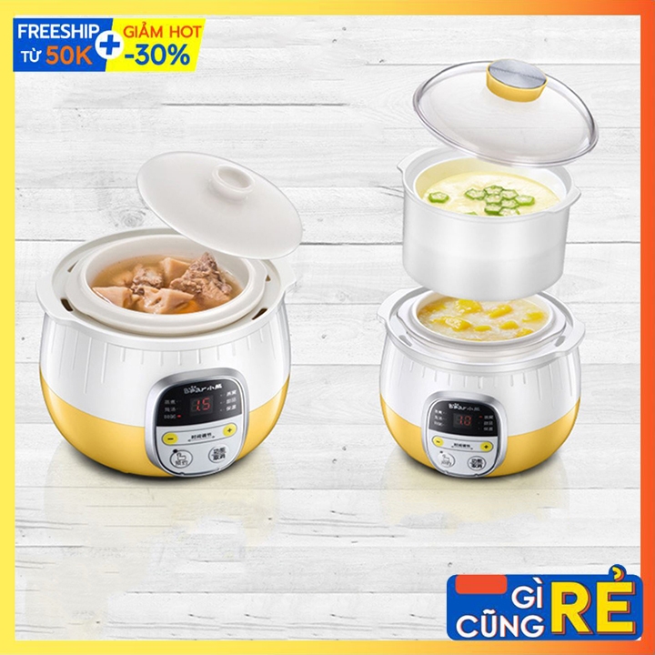 Nồi nấu cháo cho bé, ninh hầm cách thuỷ, có lồng hấp bear dung tích 0,8l
