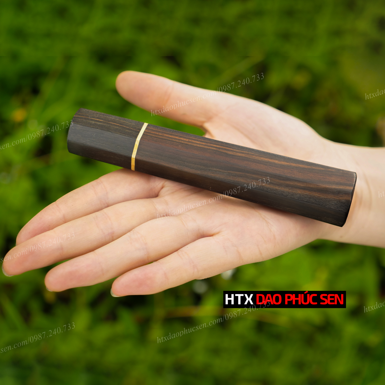 Cán dao nhật bát giác gỗ mun - cn03