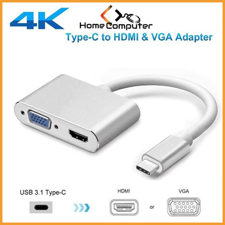 Cáp chuyển đổi, cáp chuyển cổng type c sang hdmi + vga cực tốt hình ảnh 4k