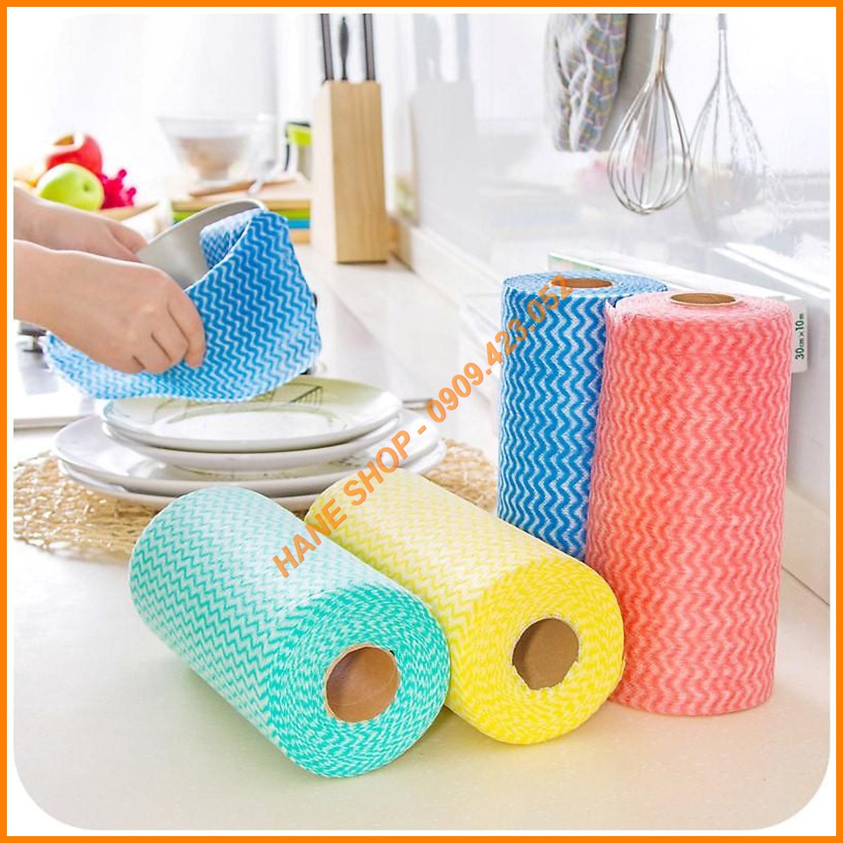 COMBO 10 Cuộn khăn lau đa năng, giấy lau bếp, lau giày tiện dụng - mỗi cuộn 50 tờ