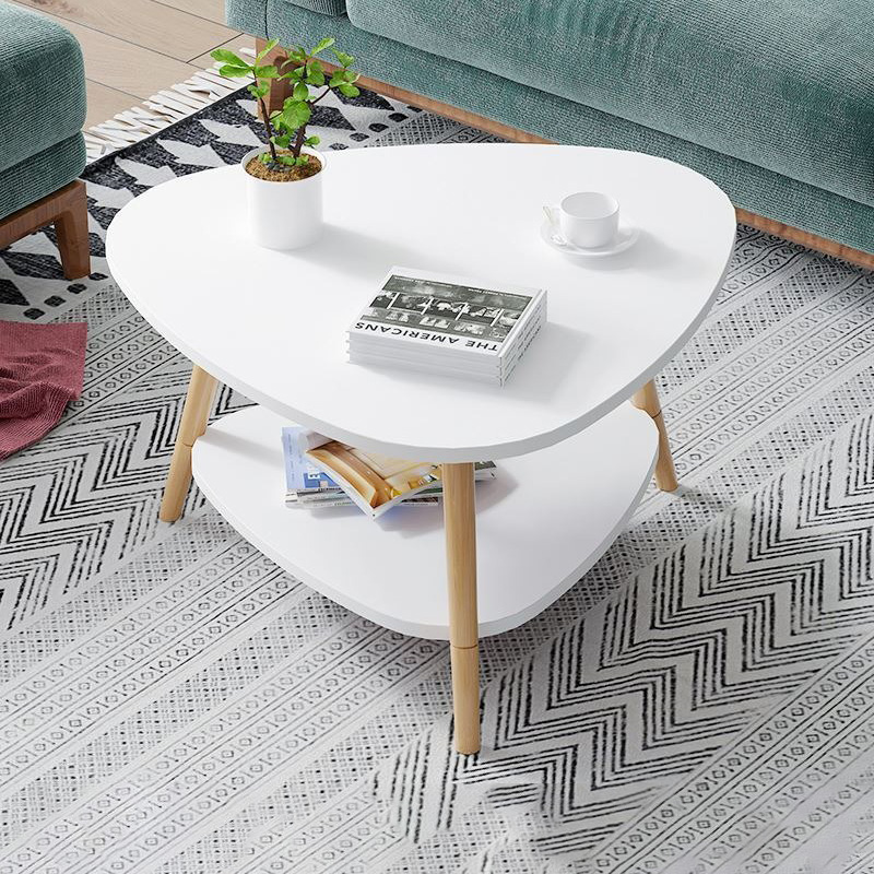 Bàn Trà, Bàn Sofa 2 Tầng Chân Gỗ Hình Oval Phong Cách Hiện Đại Thích Hợp Decor Phòng Khách/ Phòng Ngủ