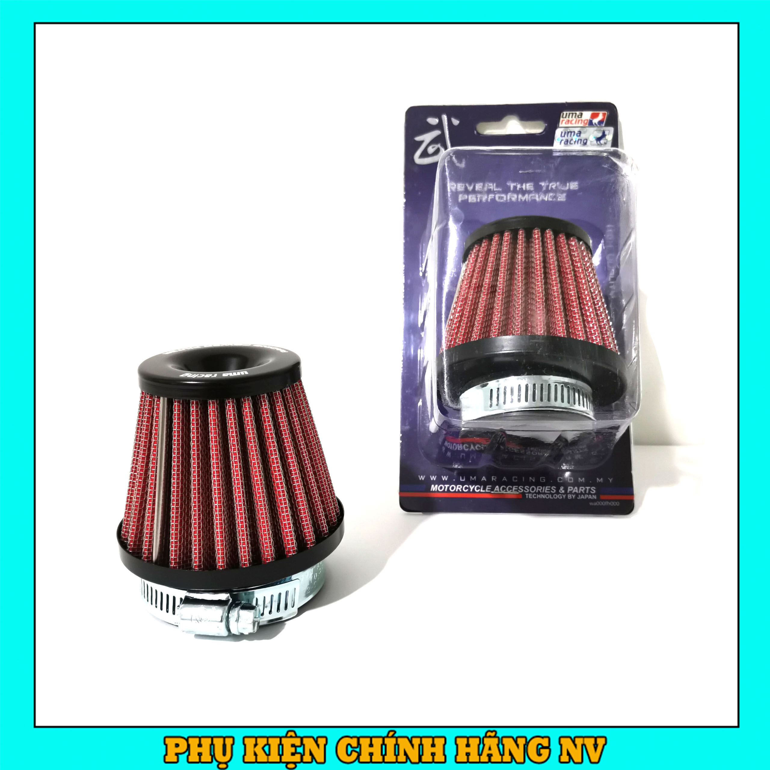 Lọc gió trụ bánh ú Uma Racing size 35, 38 và 48 chính hãng cho xe zin, pô e
