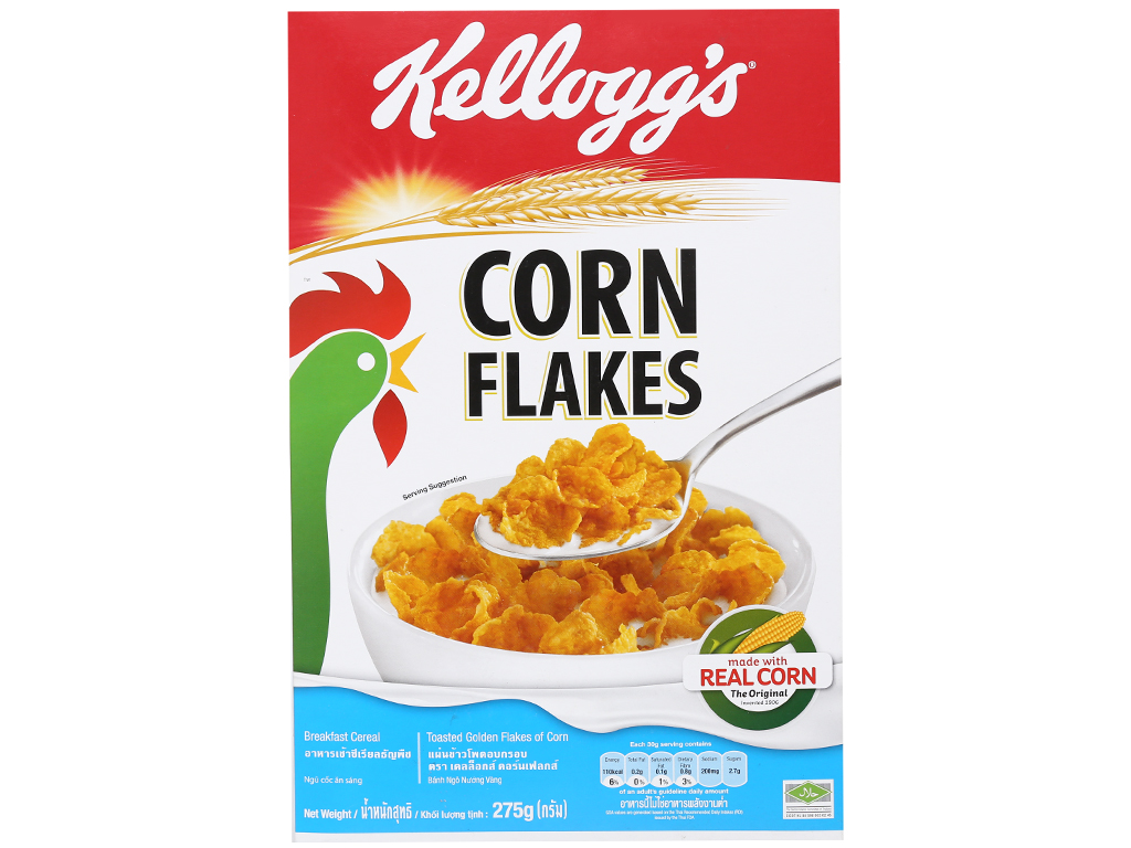 Ngũ cốc dinh dưỡng Kellogg's Corn Flakes vị bắp hộp 275g