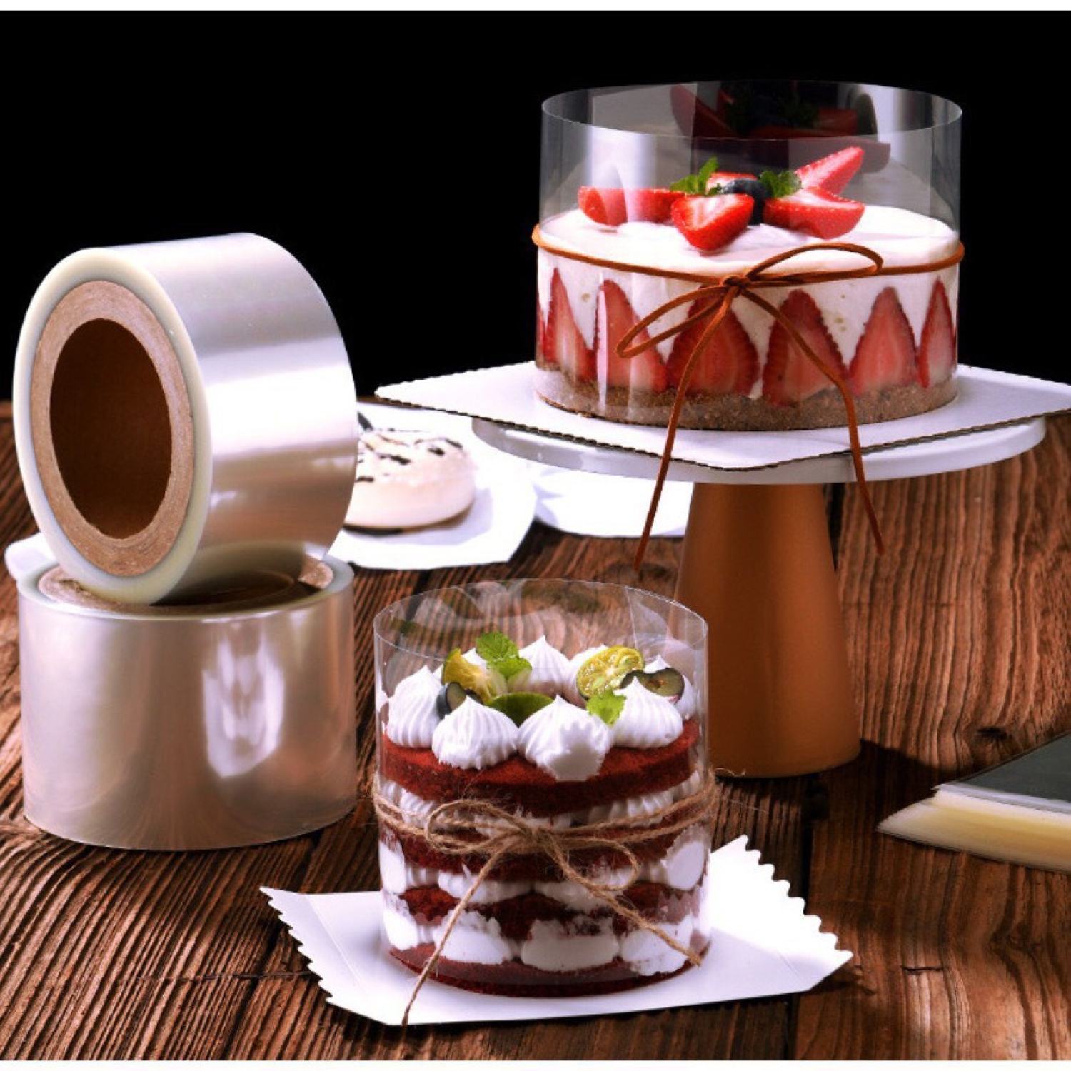 Cuộn Mica cứng trong suốt bọc bánh Mousse, mica quấn thành bánh trang trí bánh - Dài 5m
