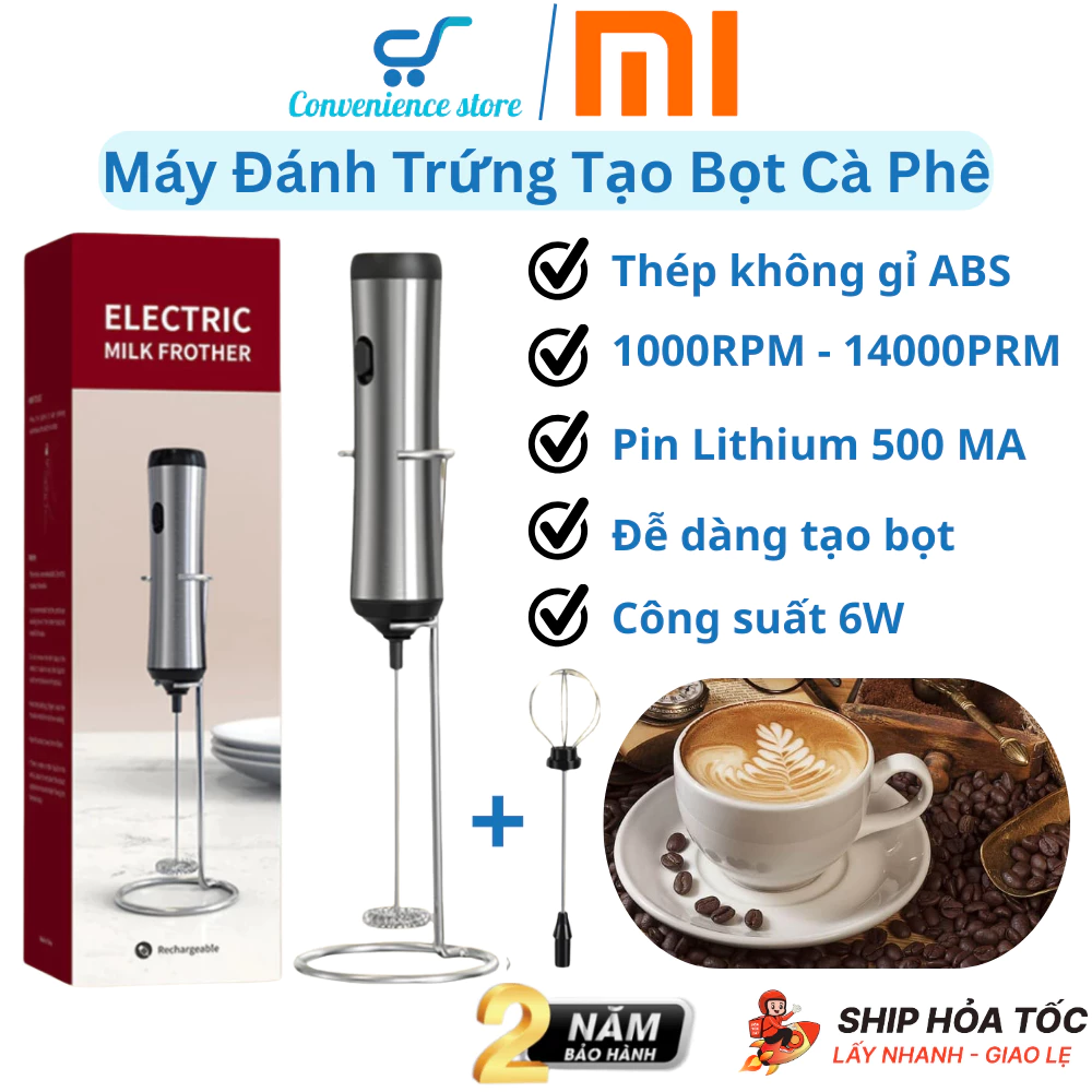 Máy Đánh Trứng Sữa Tạo Bọt Cà Phê Có Giá Đỡ Xiaomi Dễ Dàng Tạo Bọt Vật Liệu An Toàn Cấp Thực Phẩm