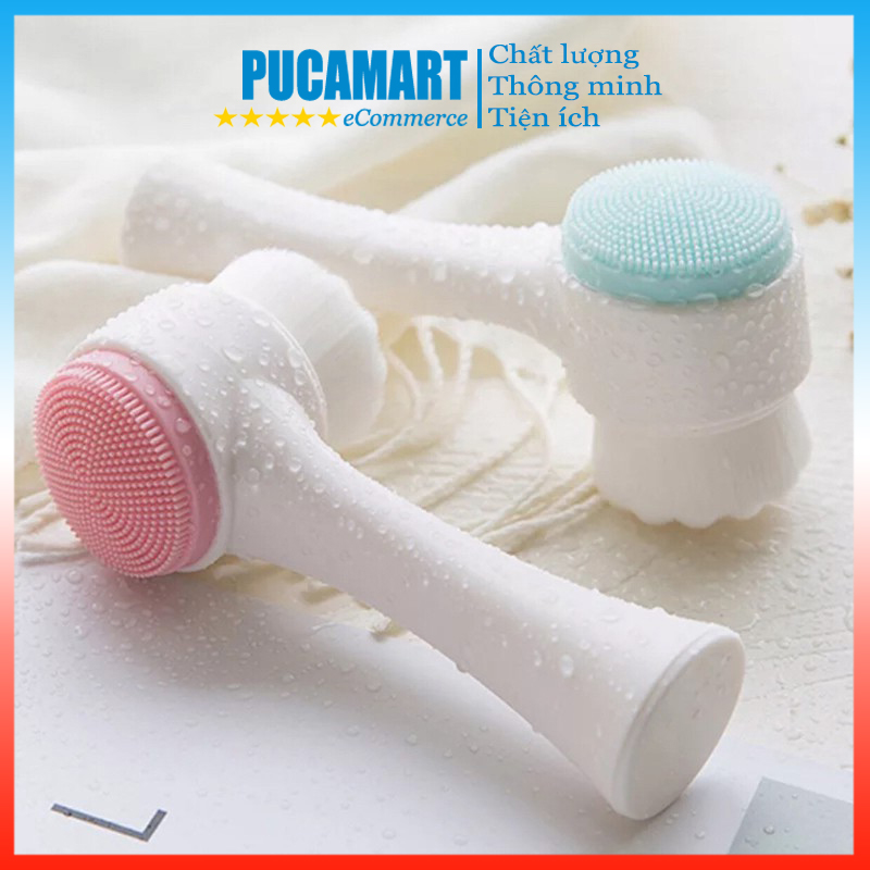 Cọ rửa mặt massage puca, cọ rửa 2 đầu loại bỏ bụi bẩn, bã nhờn, se khít lỗ chân lông hiệu quả