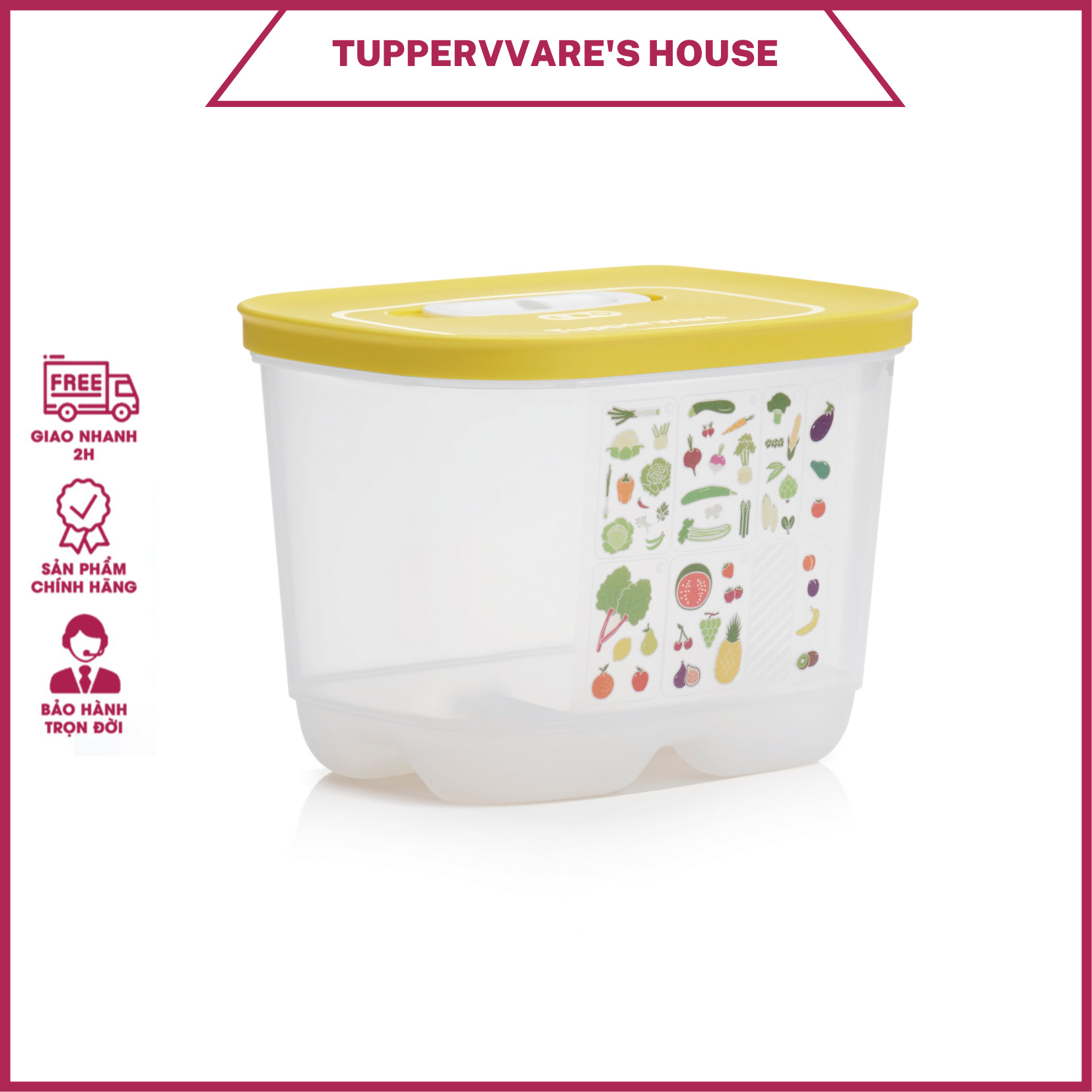Hộp trữ mát có nút hô hấp Tupperware Ventsmart 1.8L cao