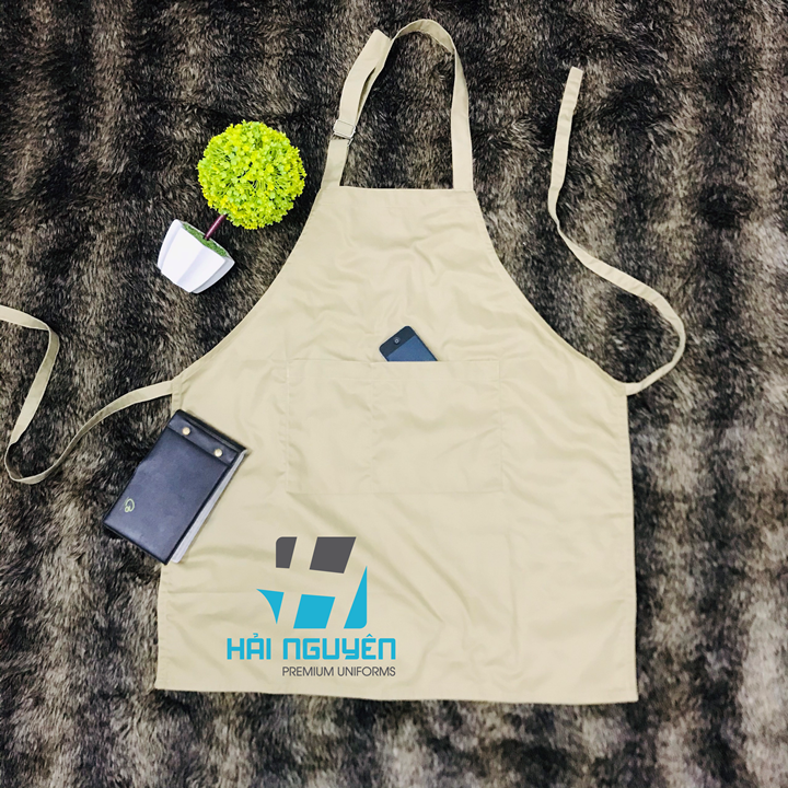 Tạp dề yếm trơn bò lợt dành cho phục vụ Nam Nữ làm đồng phục