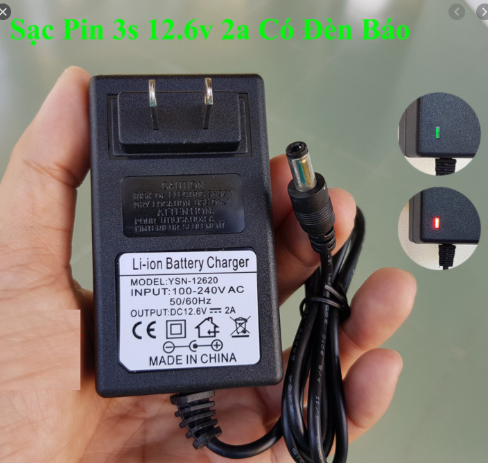 Sạc pin máy khoan 3s 12.6v - 2a dùng cho pin lion 18650