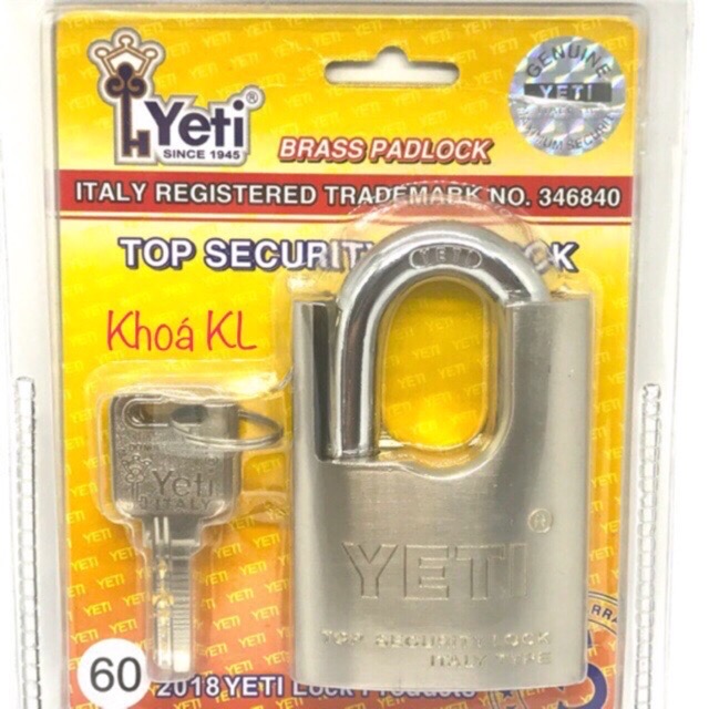 Khoá YETI 6 phân chống cắt trắng khóa lại cần chìa khóa