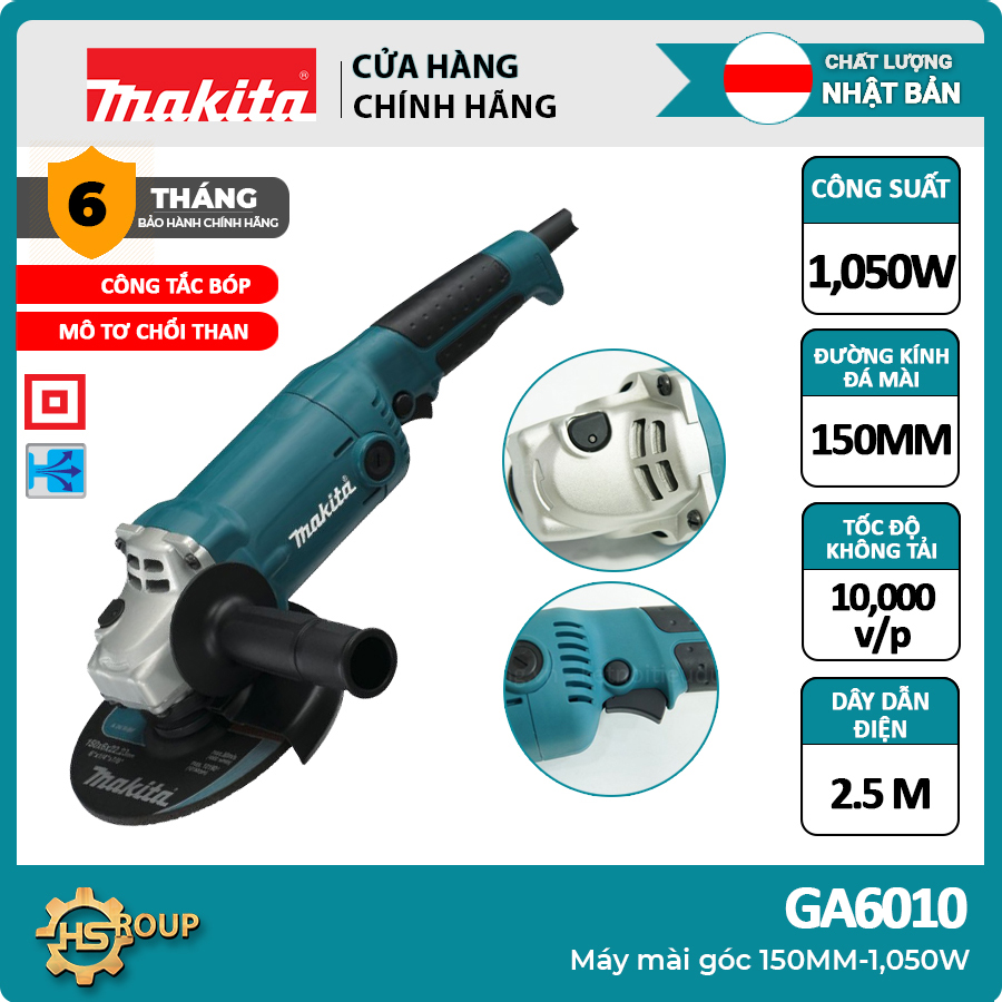 Máy mài góc 150mm makita ga6010 công suất lớn 1050w | makita chính hãng