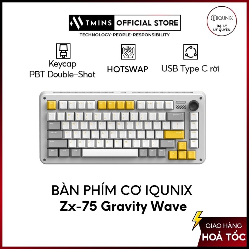 Bàn phím cơ không dây IQUNIX Zx-75 Gravity Wave  - Hàng Chính Hãng - Bảo Hành 12 Tháng