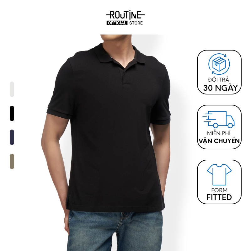 Áo polo nam modal trơn form fitted - routine 10f21pol002