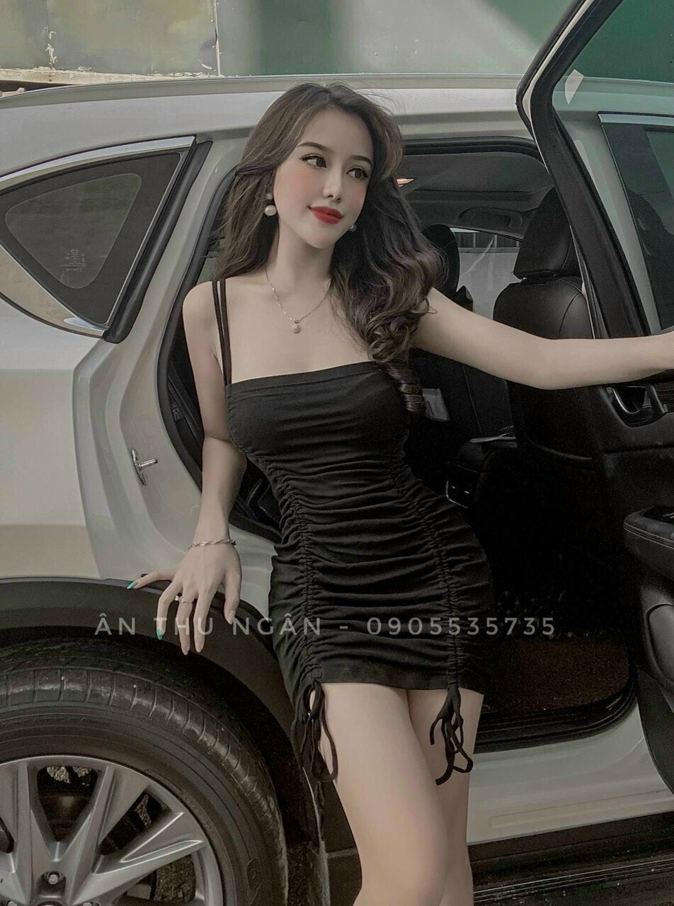 Đầm body 2 dây nhún rút dây 2 bên cực xinh qc065-qa store2020