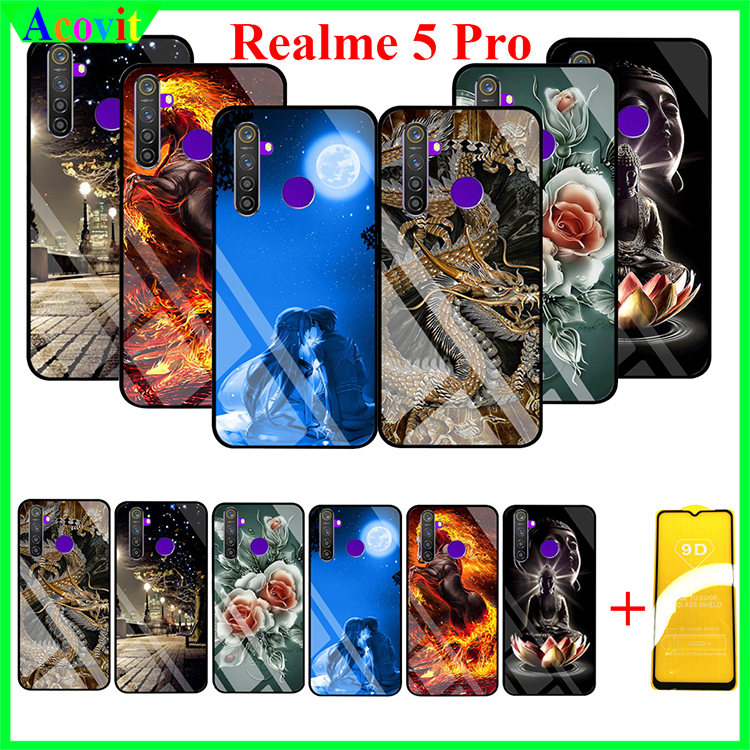 " COMBO Ốp lưng REALME 5 PRO mặt kính 3D " _Kiểu dáng sang trọng, mặt kính siêu nét chống bẩn, chống bụi_ Hình ảnh sắc nét, Không mờ