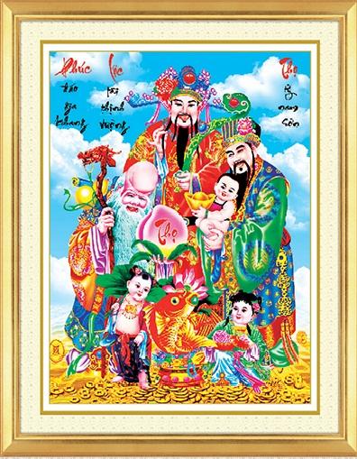 Tranh đính đá mẫu mới TamTinhBáoHỷ(Phúc-Lộc-Thọ)-KT: 58x73