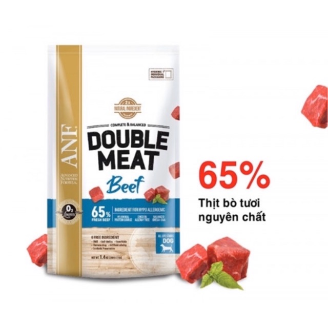 Thức ăn hỗn hợp cao cấp hoàn chỉnh cho chó ANF Double meat gói 200g