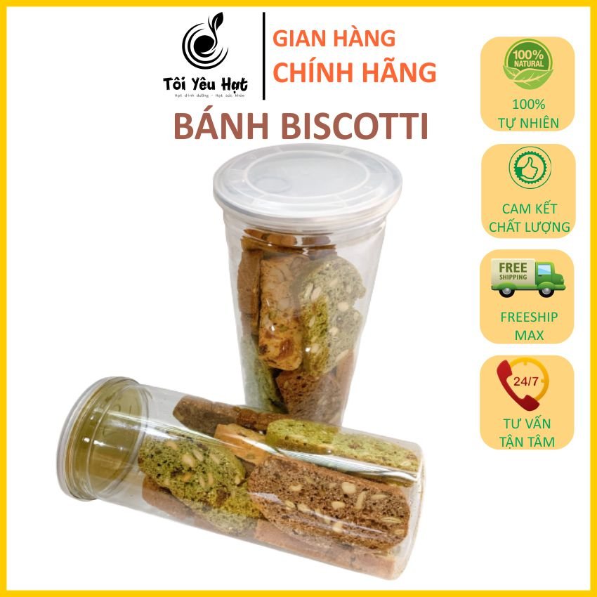 Bánh Biscotti nguyên cám mix 3 vị ăn vặt giảm cân thơm ngon, ít béo, không đường, phù hợp cho người ăn kiêng, giảm cân, tiểu đường - Tôi Yêu Hạt