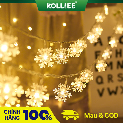 KOLLIEE 1.5m/3m/6m Đèn led trang trí, dây đèn led trang trí phòng ngủ, đèn decor phòng ngủ, đèn led hình bông tuyết trang trí giáng sinh, đèn trang trí tết, đèn dây led dài 1.5/3/6M gồm bóng đèn