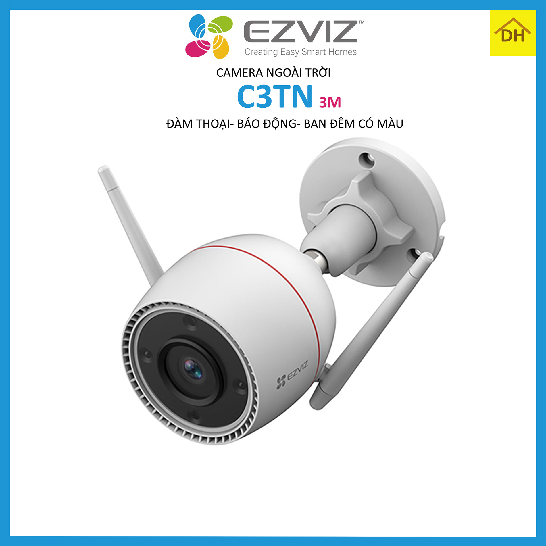 Camera EZVIZ H3C 3M- Đàm Thoại 2 Chiều- Báo Động Chống Trộm- Ban Đêm Có Màu- Wifi Ngoài Trời Chính Hãng