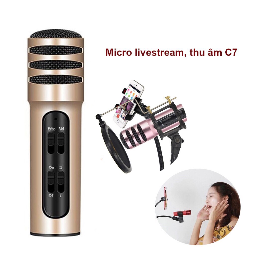Mic thu âm C7 hay Micro livestream 3 IN 1