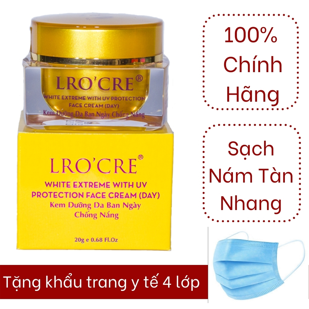 Kem ngày LRO'CRE dưỡng trắng da mặt giảm thâm nám tàn nhang chống nắng ban ngày L6