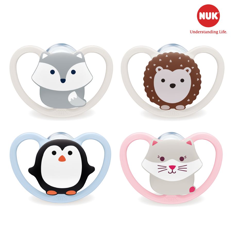 Bộ 2 ti giả nuk space silicone 0-6m