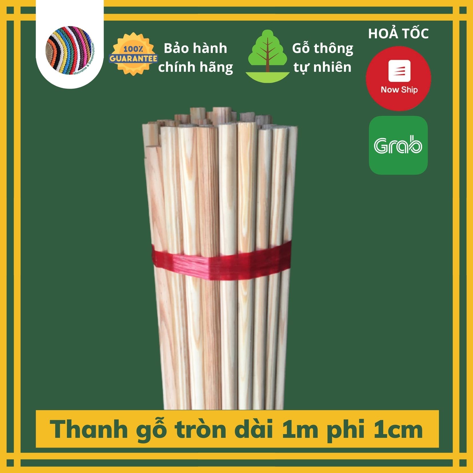 Combo 5 thanh gỗ tròn 1m phi 1cm - Gỗ thông chất lượng