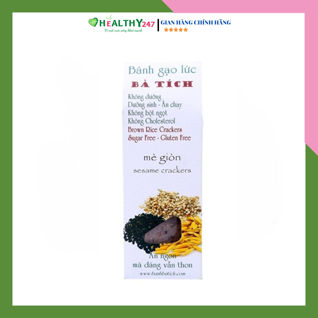 Bánh gạo lức bà tích hương vị mè giòn bánh gạo lứt thơm ngon tốt cho người tiểu đường hộp 100g healthy247