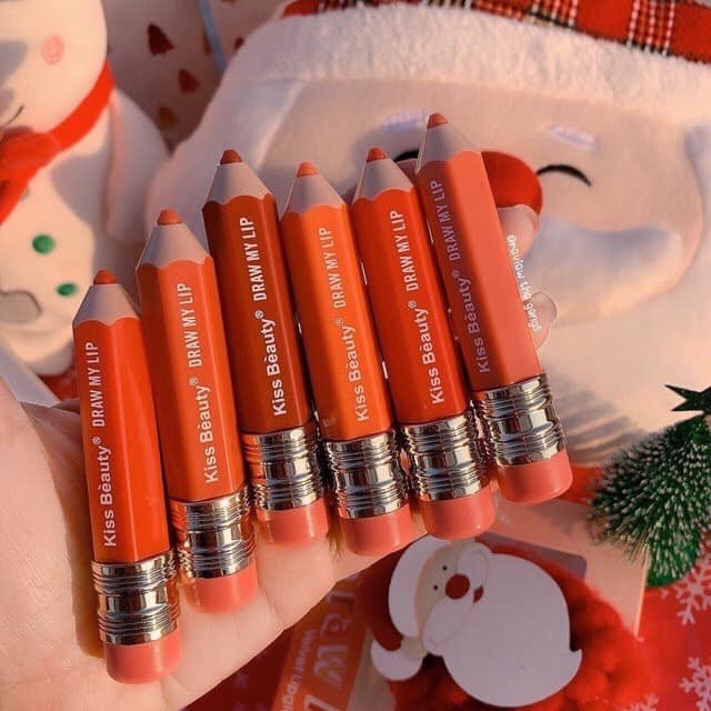 [HCM]Set 6 son kem bút chì Kiss Beauty draw my lips velvet lipgloss No.70007-03