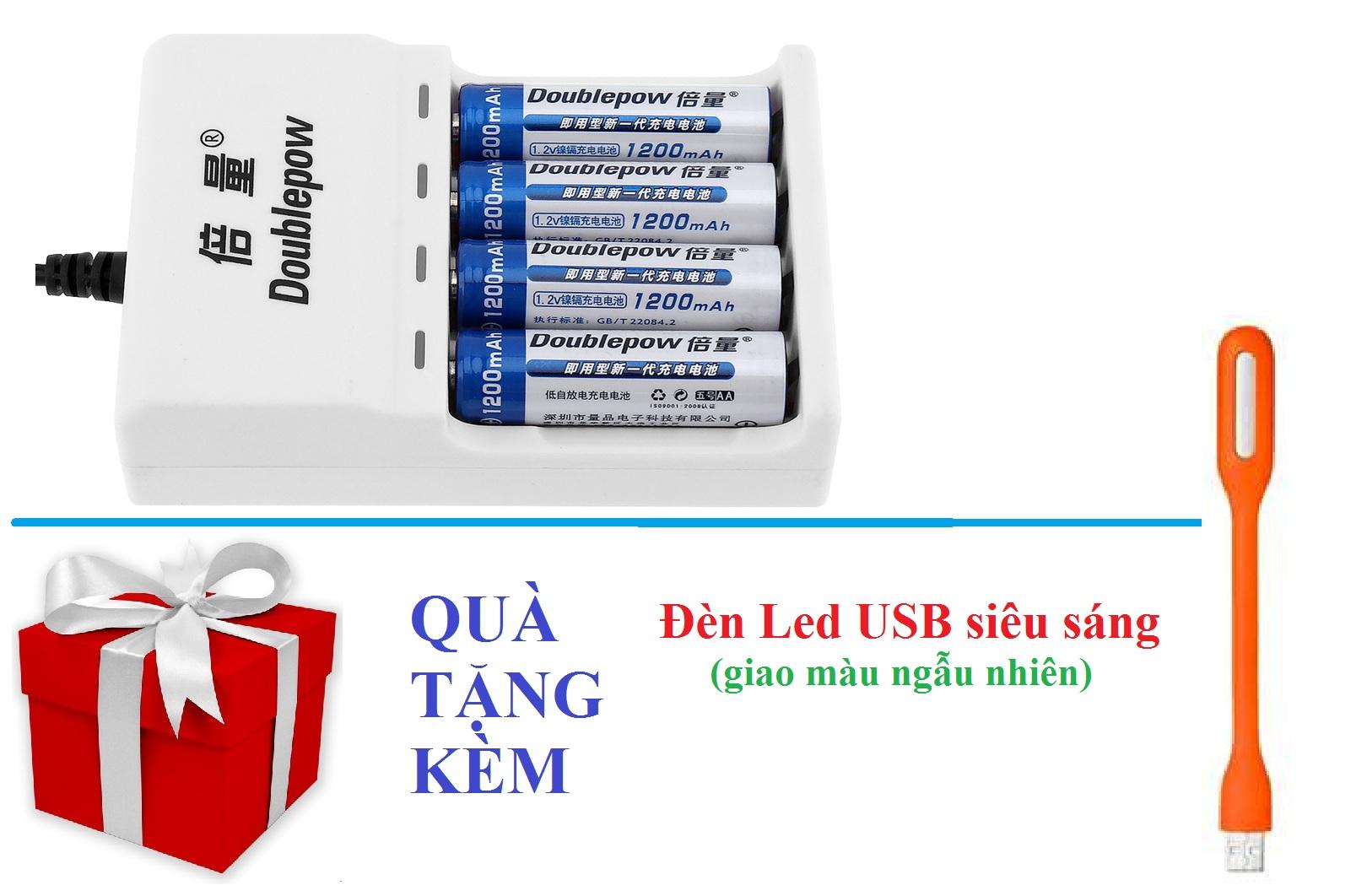 Combo Bộ sạc đa năng và 4 Pin tiểu sạc AA dung lượng cao 1200mAh TẶNG đèn Led USB rất sáng