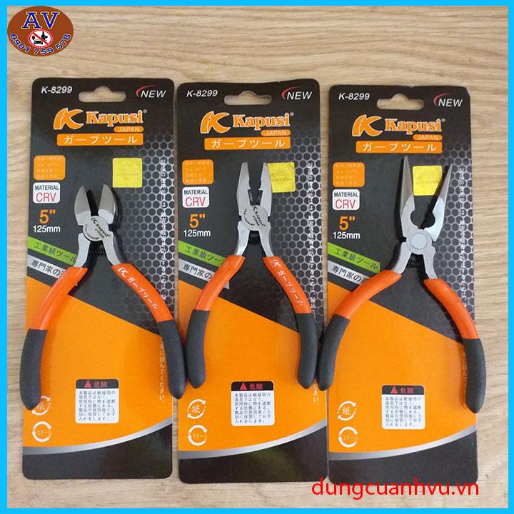 Bộ 3 Kìm điện, kìm cắt, kìm nhọn Kapusi 5 in cao cấp