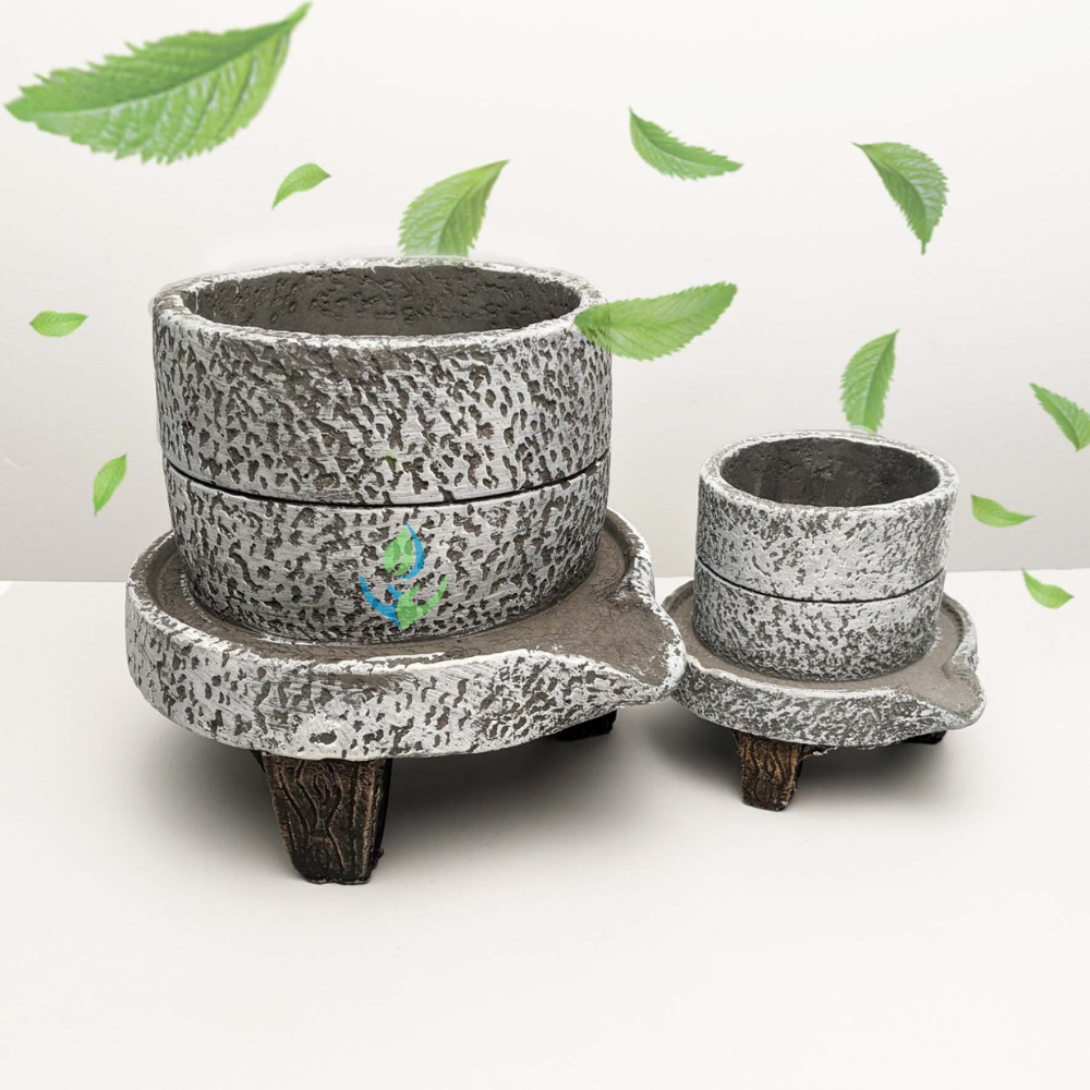 Chậu gốm trồng cây kiểu dáng cối đá xinh xắn làm đa đạng khu vườn - size lớn
