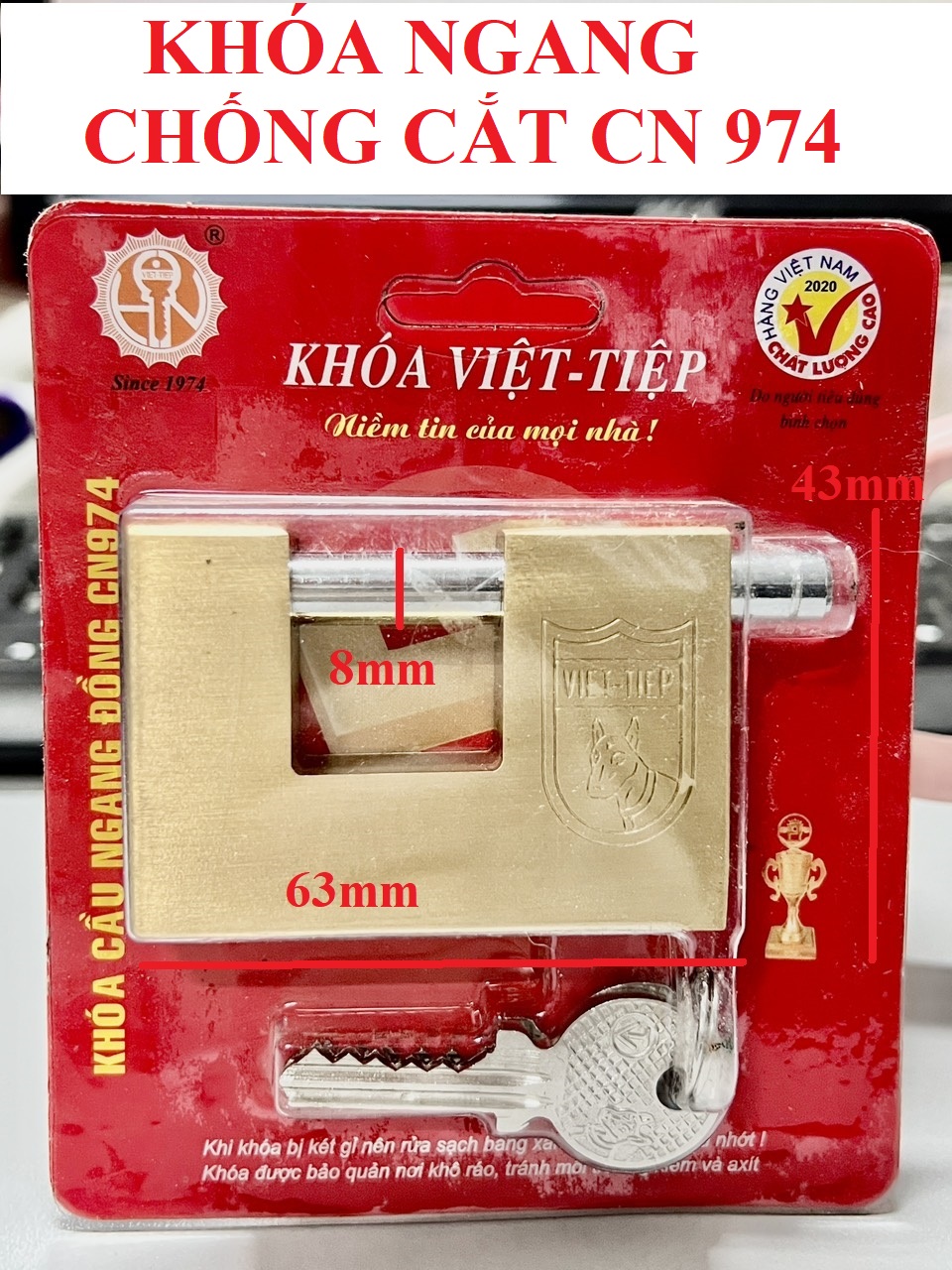 Khóa việt tiệp đồng cầu ngang cn 974