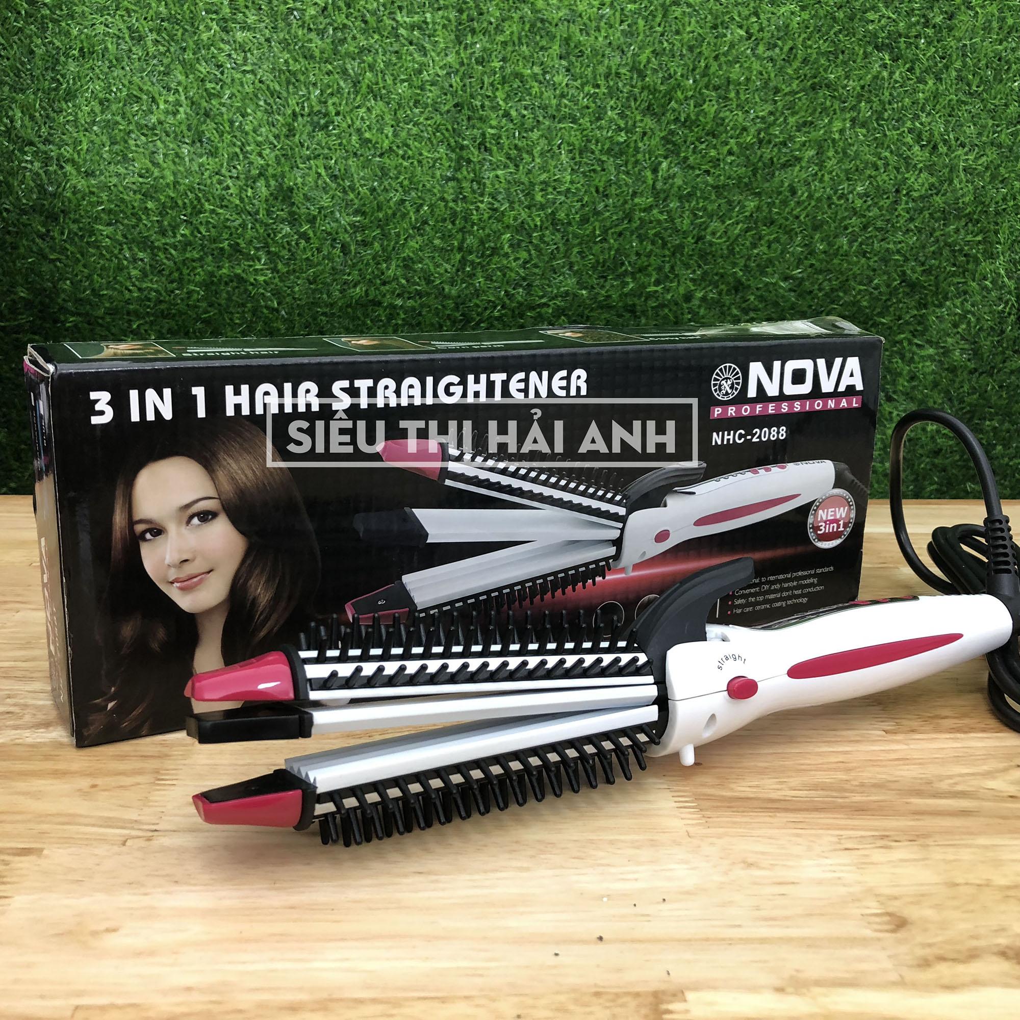 Máy làm tóc mini Nova NHC-2088T uốn,duỗi,dập xù tóc đa năng 3 in 1,máy uốn tóc, máy duỗi tóc, máy dập xù làm phồng tóc GDQUY78