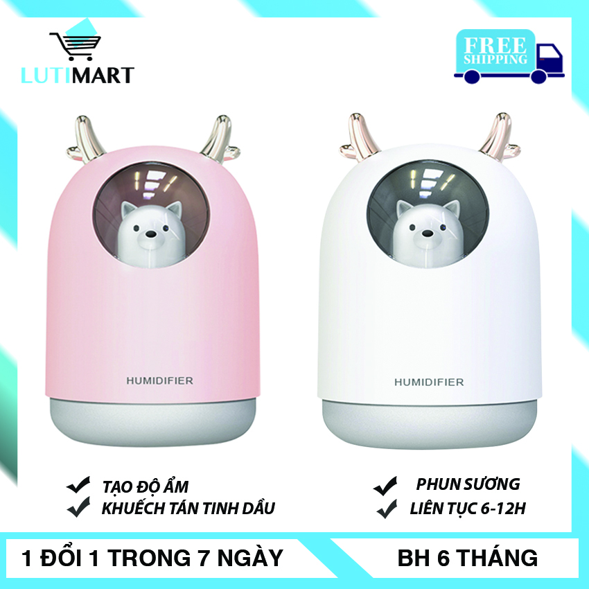 Máy Xông Tinh Dầu Mini - Máy Khuếch Tán Tinh Dầu Mini - Máy Tạo độ ẩm mini. BH 1 đổi 1 trong 7 ngày, BẢO HÀNH 6 THÁNG BỞI LUTIMART