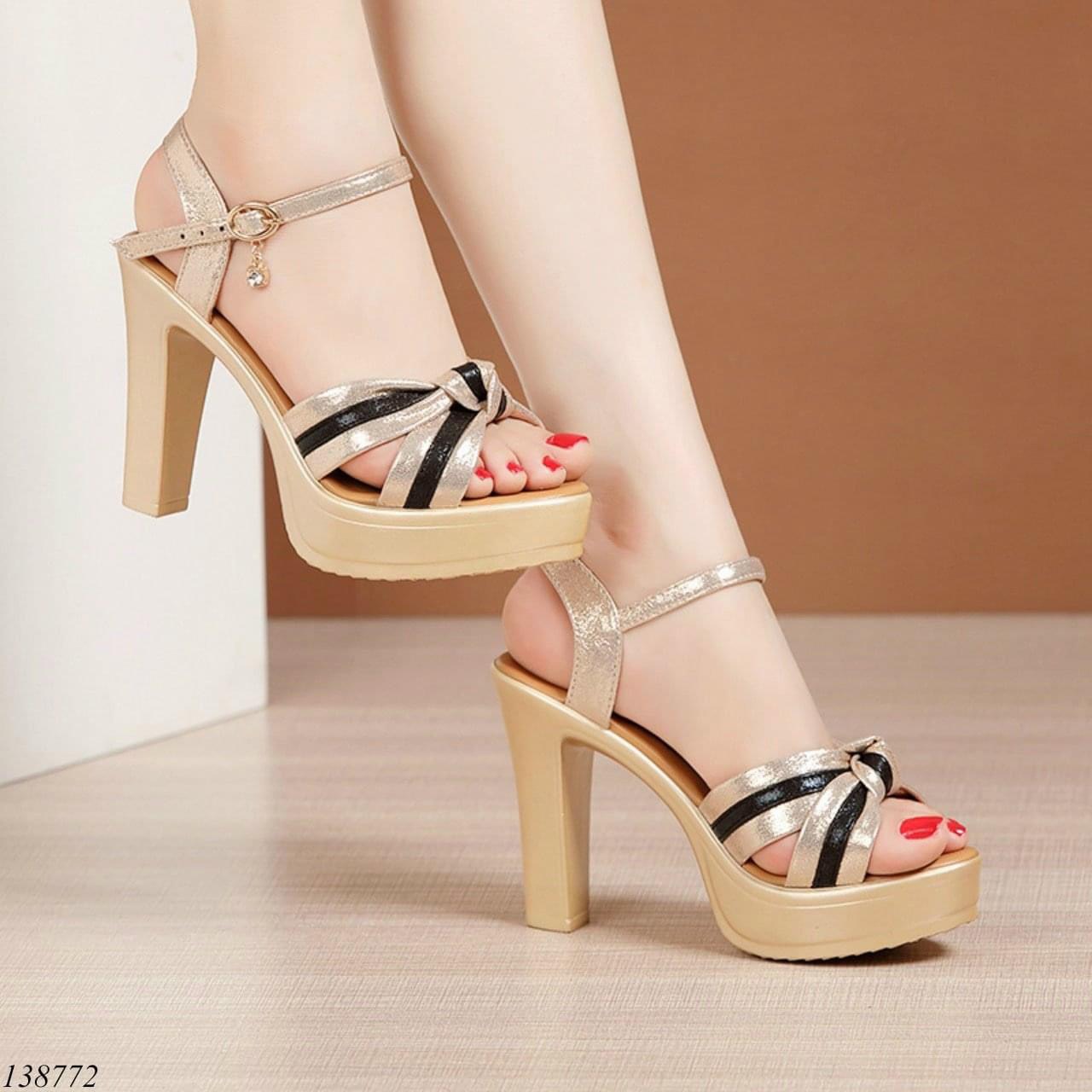 Giày sandal cg nơ nhũ chéo cao cấp 10p