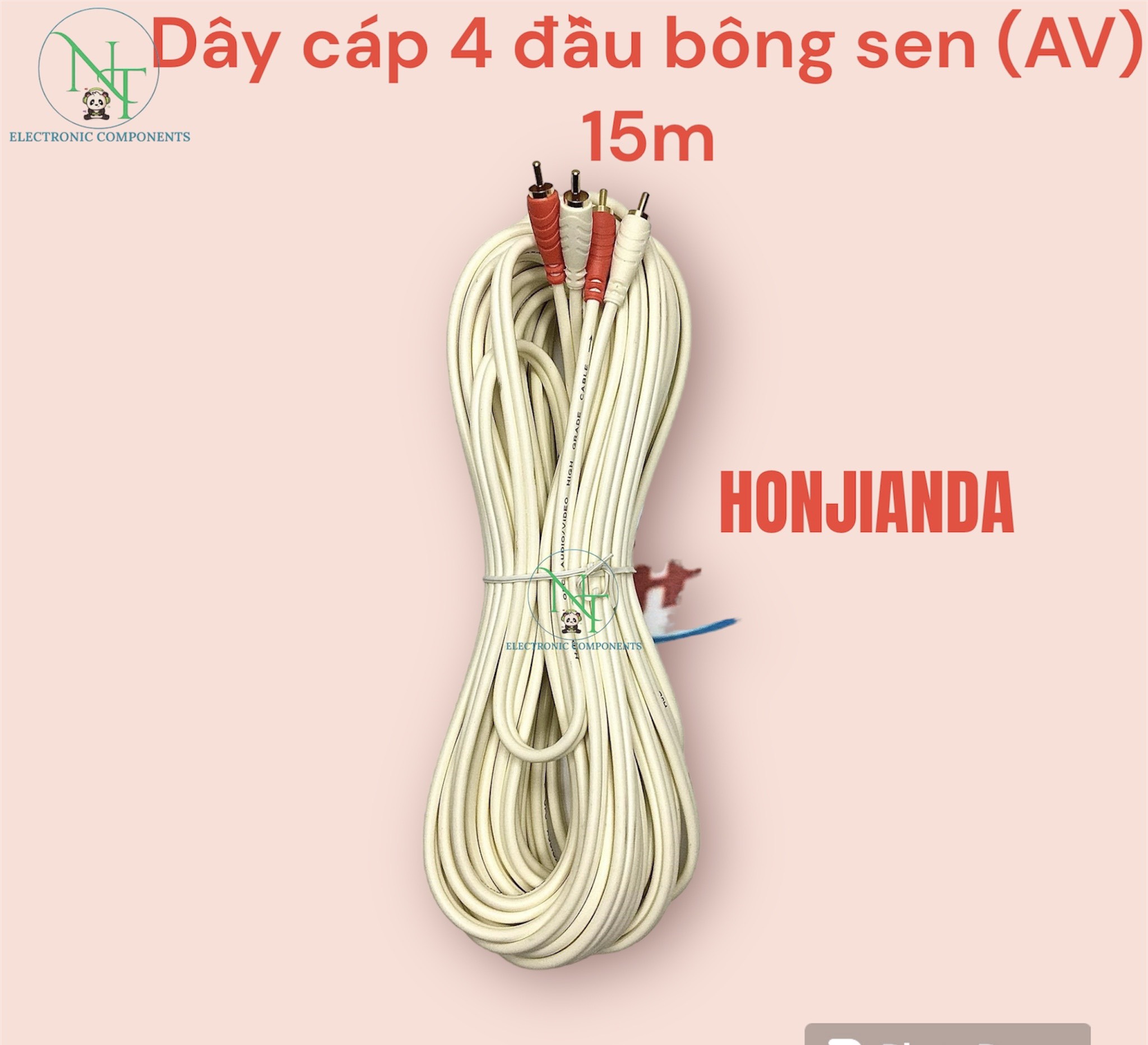Dây av 4 đầu honjianda 15m . chính hãng dây đồng nguyên chất