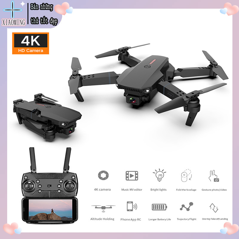 Máy bay flycam mini E88 Pro 4K Drone Camera 4K wifi mắt quang cân bằng khi bay máy bay điều khiển từ xa 4 Cánh ảnh truyền trực tiếp về điện thoại