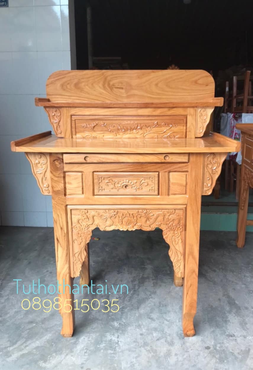 Bàn thờ gia tiên 2 tầng gỗ gõ đỏ 107cm