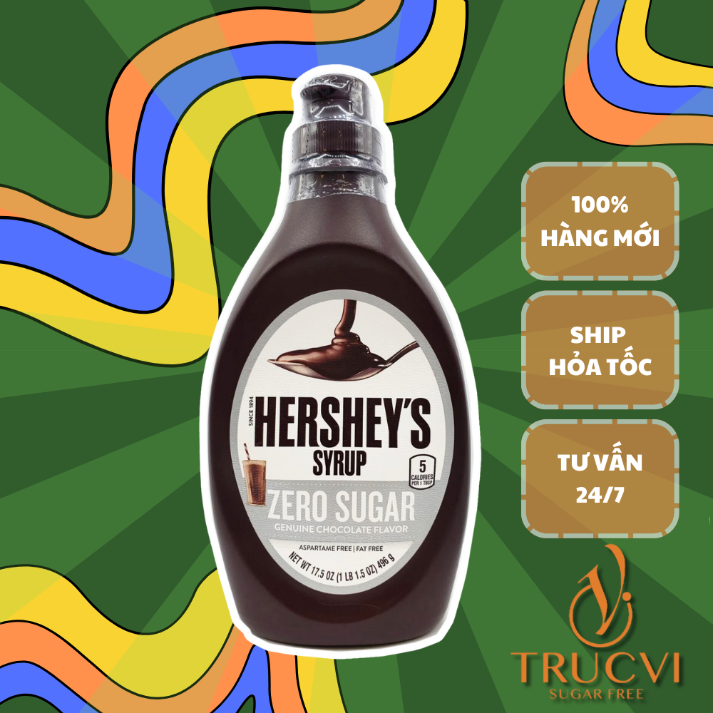 [Siro không đường] Syrup chocolate Hershey's không đường( eat clean, gymer, tiểu đường, keto)
