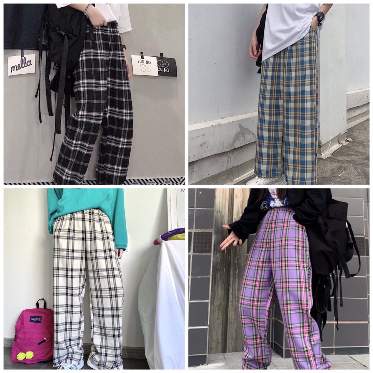 Quần CARO ỐNG RỘNG Nhiều Màu Unisex