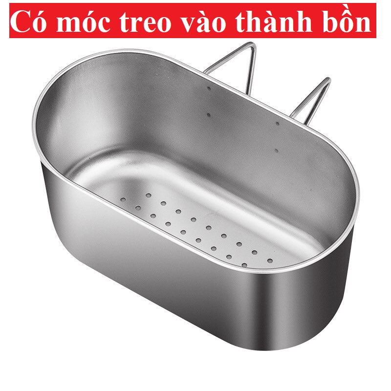 [HCM] Khay lọc rác bồn rửa chén bát, rổ lọc thức ăn thừa, khay đựng đồ rửa chén - Inox 304 cao cấp - CÓ MÓC TREO VÀO THÀNH BỒN