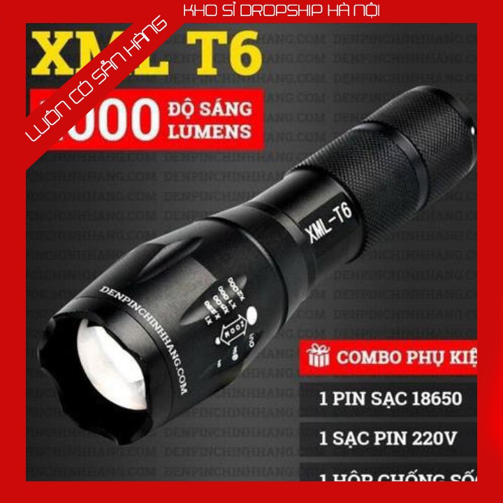 Đèn pin siêu sáng bóng led xml t6 bin mini cầm tay
