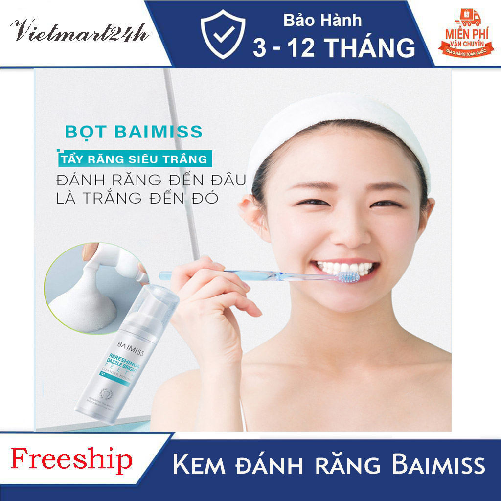 Kem Đánh Trắng Răng Hiệu Quả 2in1 Baimiss Hàn Quốc - Loại bỏ hoàn toàn mảng bám và mùi hôi miệng