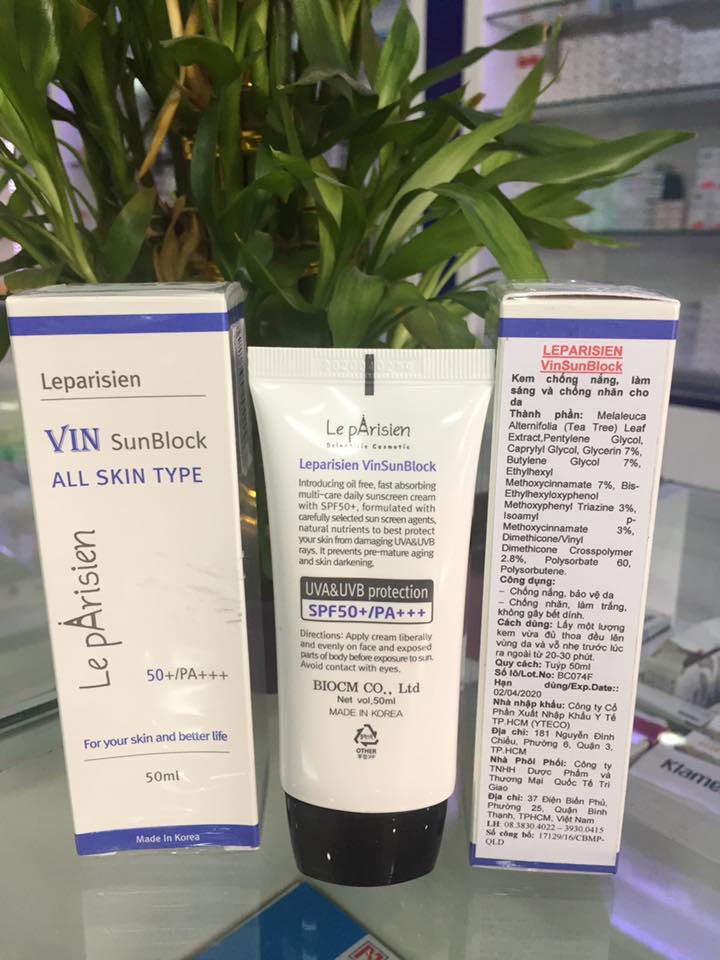 [HCM]Leparisien Vin Sunblock SPF 50+ - Kem chống nắng PA+++ .